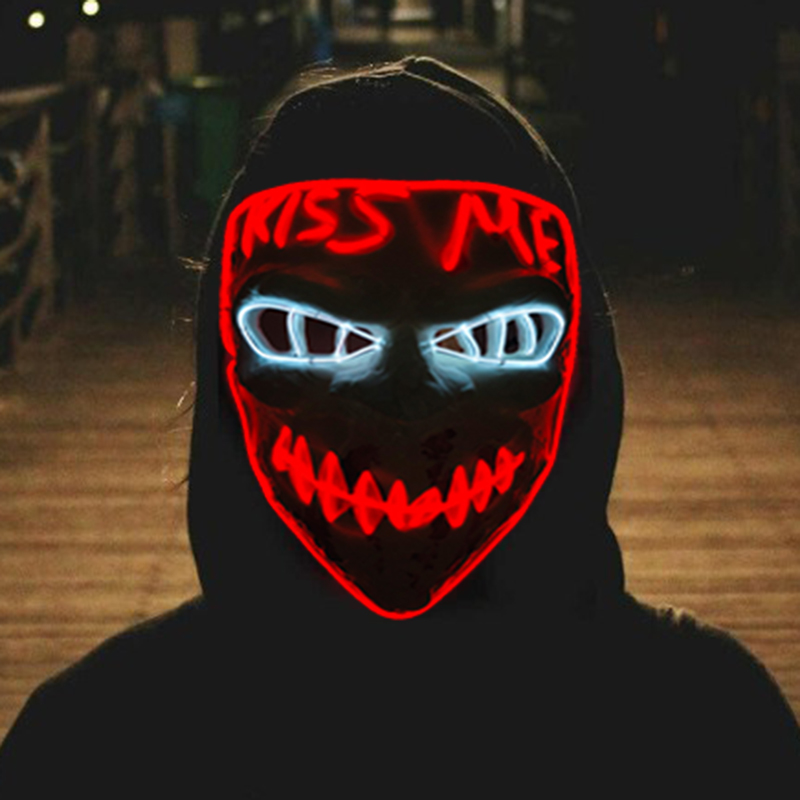 Glowing Cosplay EL Wire neon M - Led Purge Mask Halloween review and price