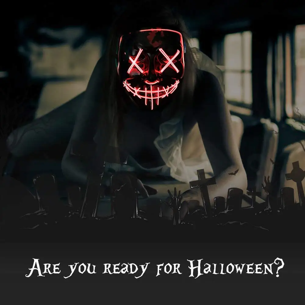 Adult Kids  Halloween Neon Led - Led Purge Mask Halloween review and price
