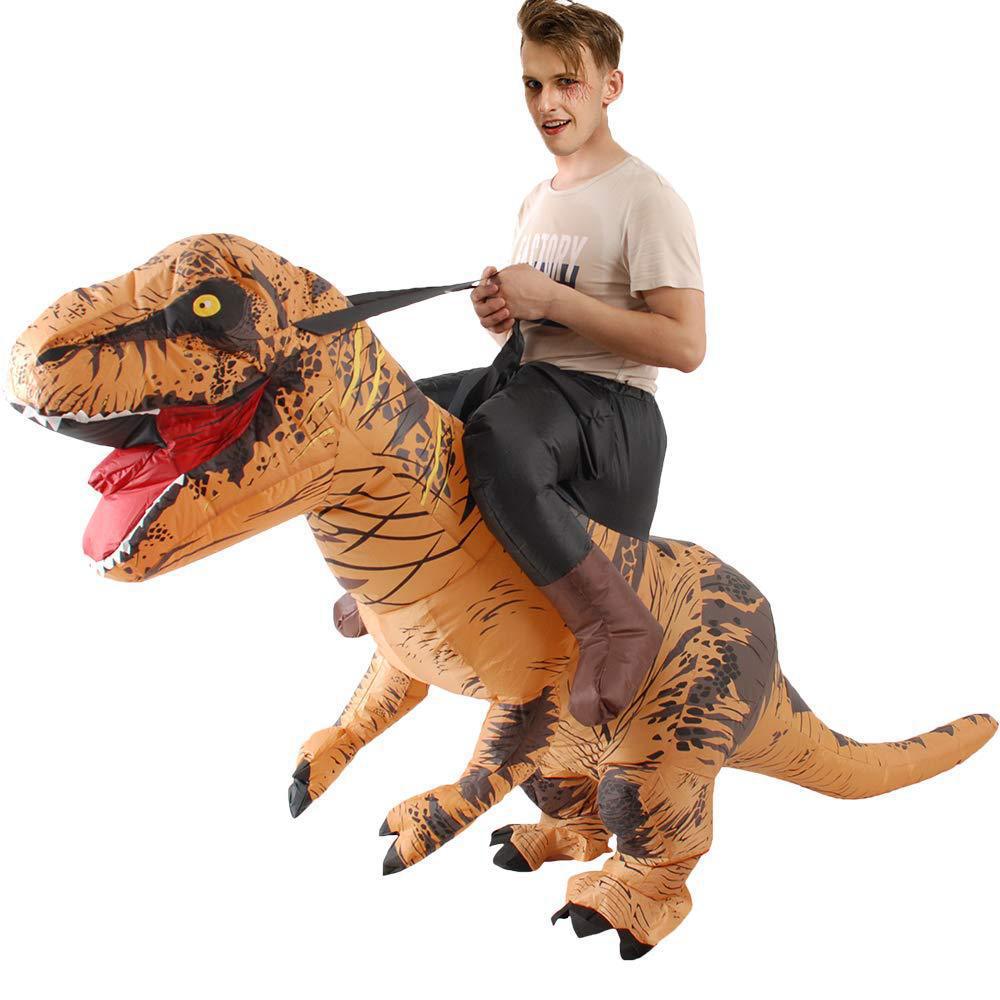 Adult Funny Riding Brown Dinos - Inflatable Dinosaur Costume Adult review and price
