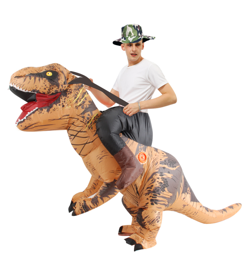 Adult Funny Riding Brown Dinos - Inflatable Dinosaur Costume Adult review and price